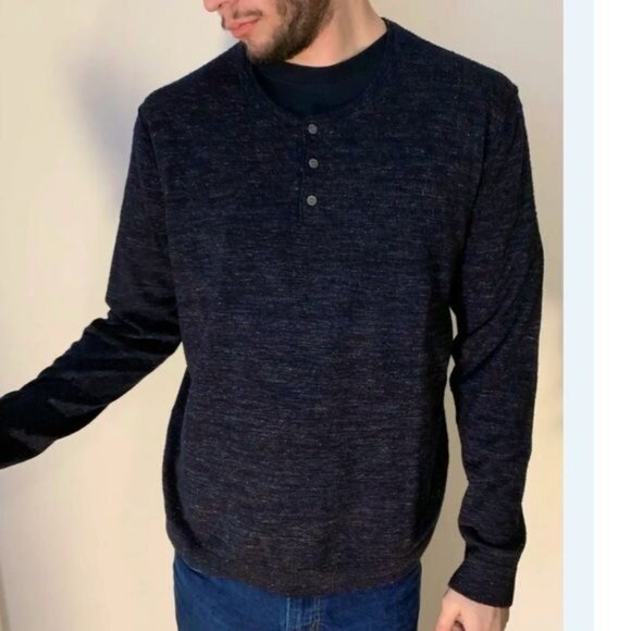 Vince wool blend henley marked blue sweater Small - Picture 8 of 8